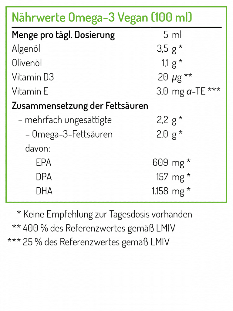Omega-3 Vegan Öl 100ml – Bild 2