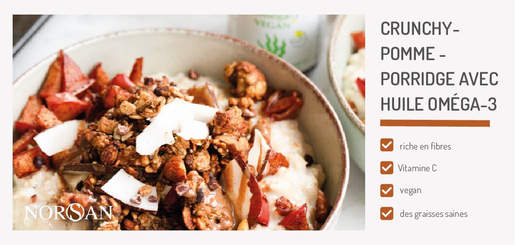 Pack de 10 recettes: CRUNCHY- POMME - Porridge aves Huile Oméga-3